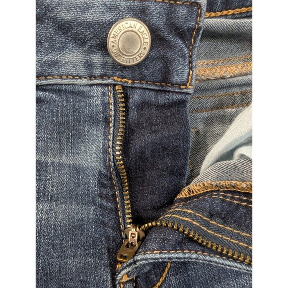 American Eagle Jeans Womens Size 2 Blue Skinny Embellished Flap Back Pockets - Picture 14 of 16